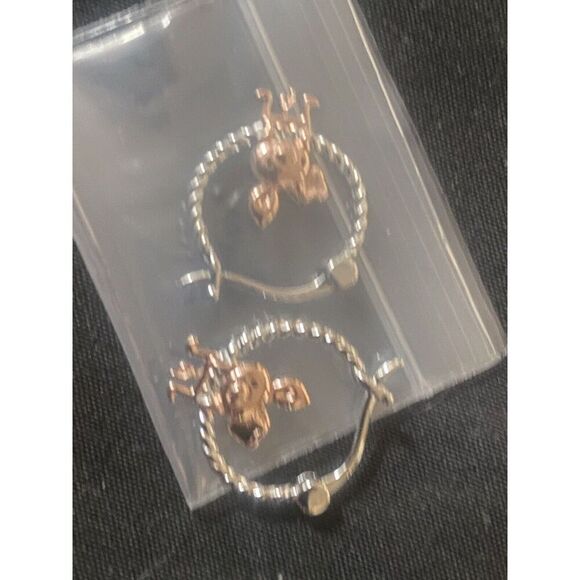 925 Sterling Silver Earrings Pig 16x 17 Mm - Picture 2 of 4